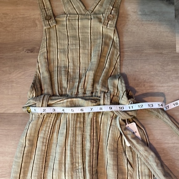 $128 NWT FREE PEOPLE ONE BALLAST STRIPED BELTED OVERALL JUMPSUIT MOSS Sz S - Picture 4 of 11